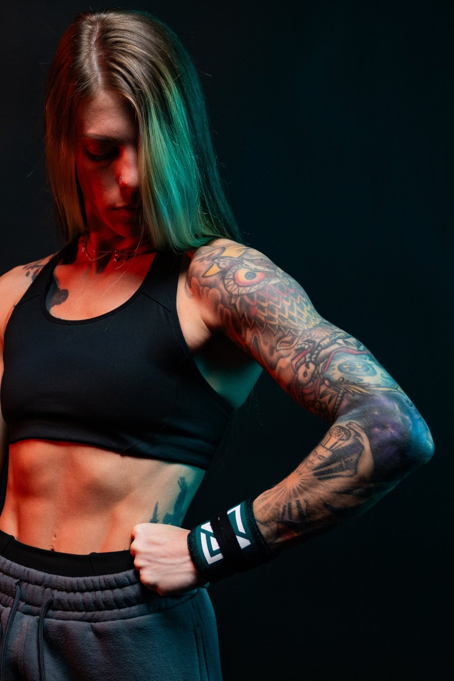 Teal and Black Stitching Performance Wrist Wraps