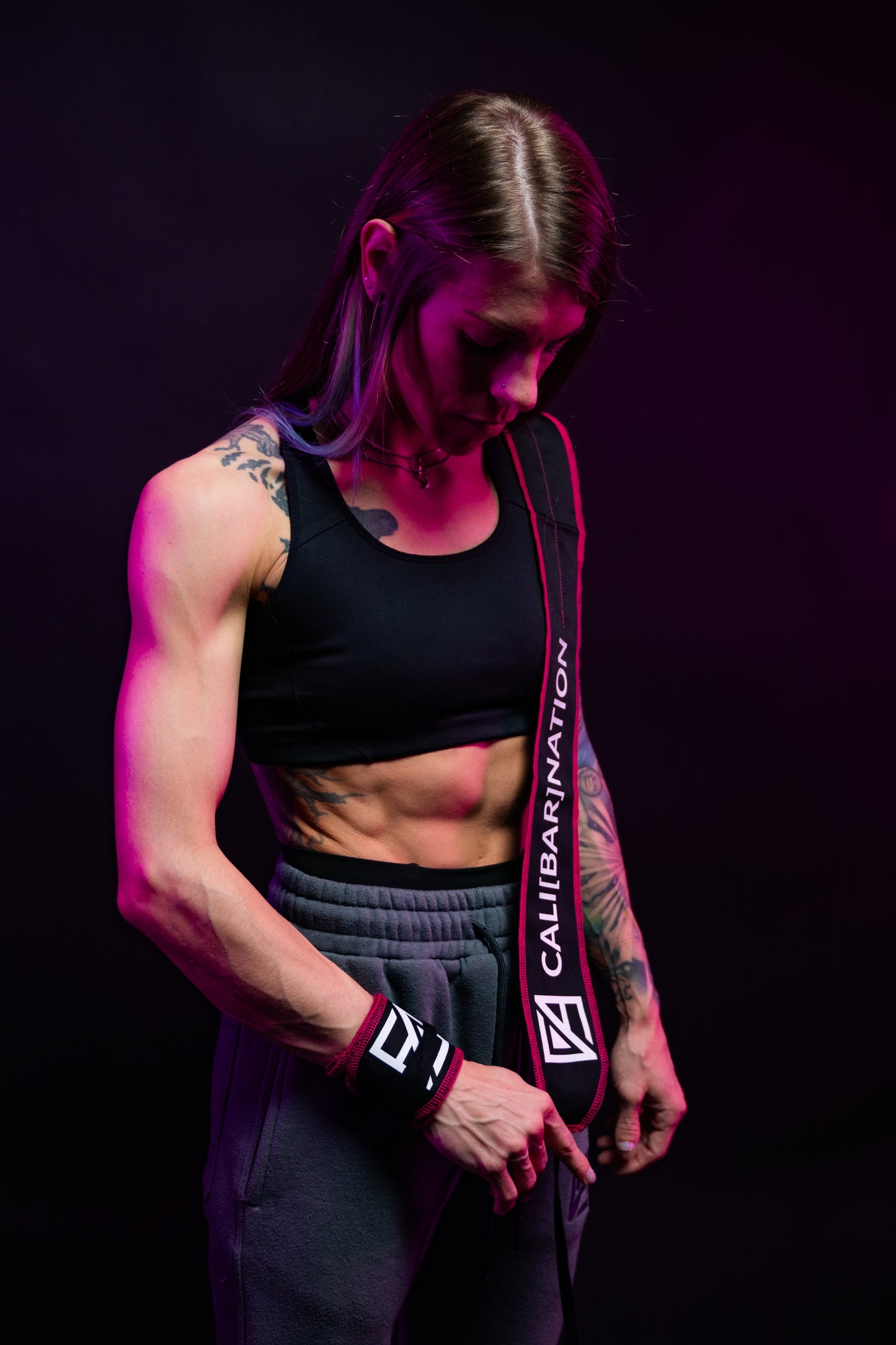 Black & Pink Stitching Performance Wrist Wraps