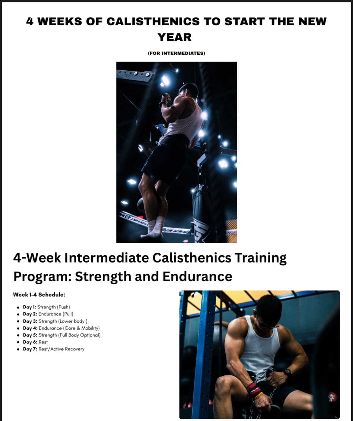 FREE 4-Week Calisthenics Program (Intermediate)